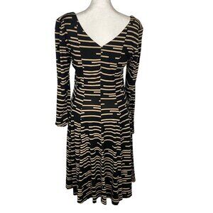 HD IN PARIS Anthropologie Women Saraid Dress Long Sleeves Sz M Black Tan 68-23
